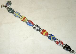 Vintage Bracelet With Enameled Coats - Of - Arms Of Bermuda And Its 9 Parishes