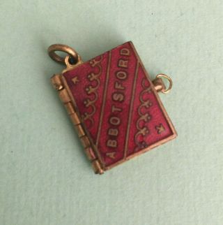 Old Antique Miniature Enamel Photo Book Charm Pendant Souvenir Abbotsford