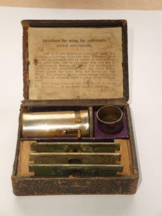 Rare Antique German Field Pocket Achromatic Microscope