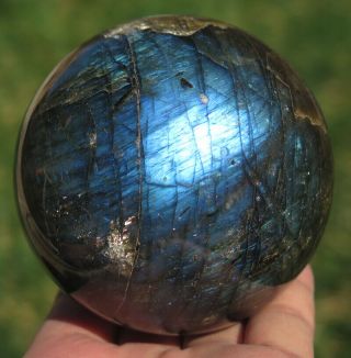 1lb 7.  4oz Natural Flash Blue Labradorite Crystal Sphere Ball Gift