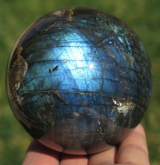 1LB 7.  4OZ Natural Flash Blue Labradorite Crystal Sphere Ball Gift 2