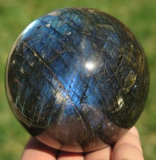 1LB 7.  4OZ Natural Flash Blue Labradorite Crystal Sphere Ball Gift 3
