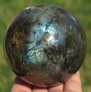 1LB 7.  4OZ Natural Flash Blue Labradorite Crystal Sphere Ball Gift 4