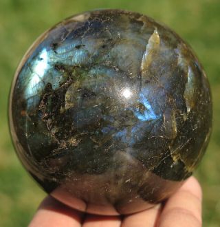 1LB 7.  4OZ Natural Flash Blue Labradorite Crystal Sphere Ball Gift 5