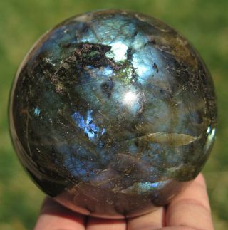 1LB 7.  4OZ Natural Flash Blue Labradorite Crystal Sphere Ball Gift 6