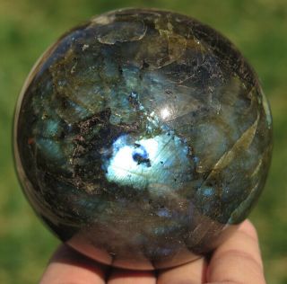 1LB 7.  4OZ Natural Flash Blue Labradorite Crystal Sphere Ball Gift 7