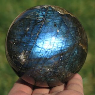 1LB 7.  4OZ Natural Flash Blue Labradorite Crystal Sphere Ball Gift 8