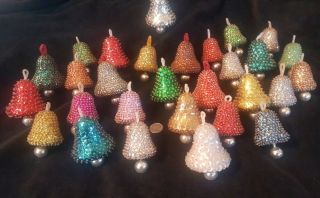 29 Vintage Retro Sequins Bells - Christmas Ornaments - Hand Crafted