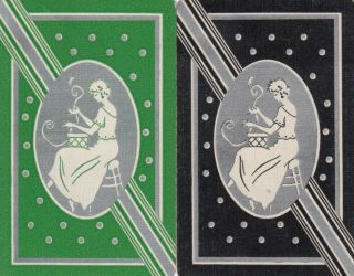 Vintage Swap Playing Card - 2 Single Deco Ladies - Silhouettes 19