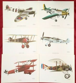 Set Of 6 John Batchelor Prints Wwi Wwii Fighter Plane Time Life Epic Flight 1981