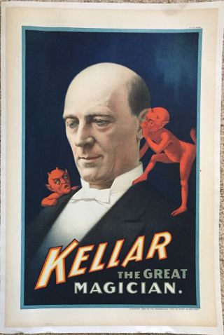 Kellar The Great Magician Half Sheet Poster Over 100 Years Old