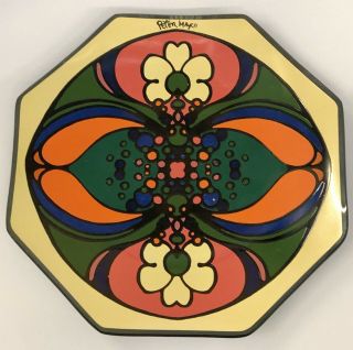 Vintage Peter Max Signed 9 - 1/4” Glass Decorative Plate Pop Art