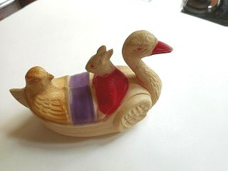 Viscoloid Co.  Celluloid Easter Floating Tub Toy Swan Chick Bunny Rabbit