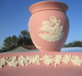 Wedgwood White Pink Jasperware 10 " Oval Vanity Tray Dresser Platter Cabinet Vase