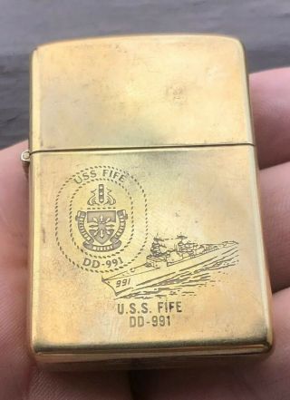 Zippo Uss Fife Dd - 991 1932 - 1984 Brass Commemorative Lighter