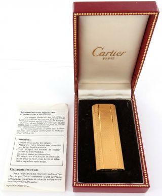 Vintage Cartier,  Paris Gold Plated Cicarette Lighter,  Box,  Pamphlet.