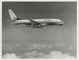Large Vintage Photo - Vasp Boeing 737 Pp - Sma In - Flight