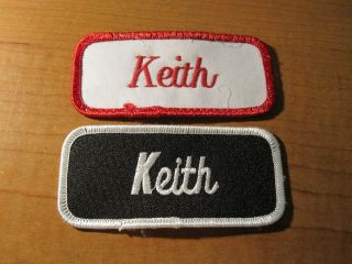 2 Keith Uniform Name Tag Embroidered Cloth Patch Service Station Biker Utility