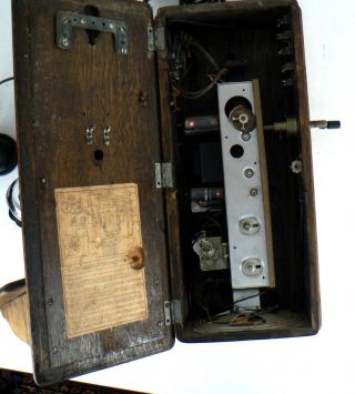 Antique Western Electric Oak Crank Wall Telephone /Stromberg Modified to Radio 10
