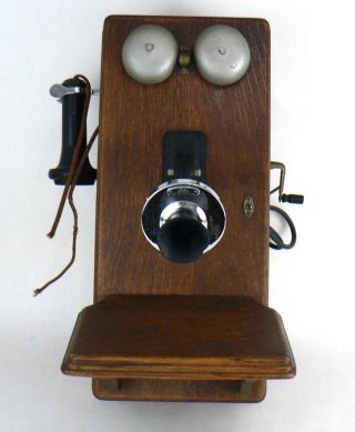 Antique Western Electric Oak Crank Wall Telephone /stromberg Modified To Radio