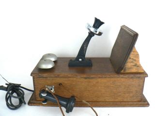 Antique Western Electric Oak Crank Wall Telephone /Stromberg Modified to Radio 3