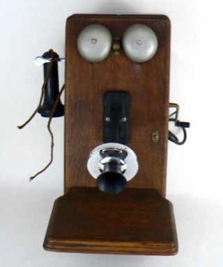 Antique Western Electric Oak Crank Wall Telephone /Stromberg Modified to Radio 9