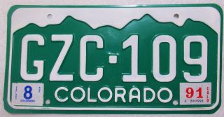 1991 Colorado Embossed License Plate Gzc - 109 Vg