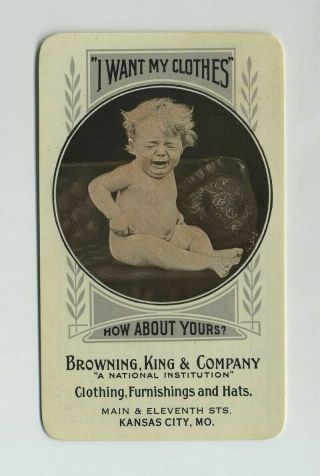 Vintage 1912 Calendar Pocket Advertising Card Browning King Kansas City Mo W5289