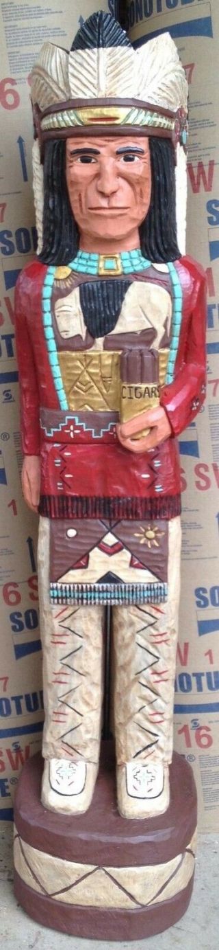 4 Ft Cigar Store Indian Sculpture Native American Red Coat Chief F.  Gallagher