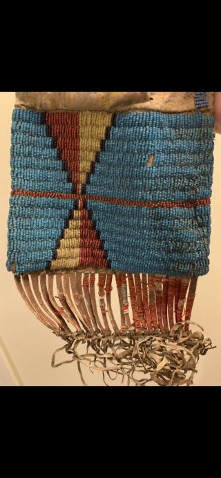 CHEYENNE BEADED QUILLED HIDE PIPE BAG 19TH CENTURY INDIAN NATIVE AMERICAN 1870s 10