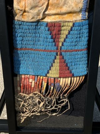 CHEYENNE BEADED QUILLED HIDE PIPE BAG 19TH CENTURY INDIAN NATIVE AMERICAN 1870s 2
