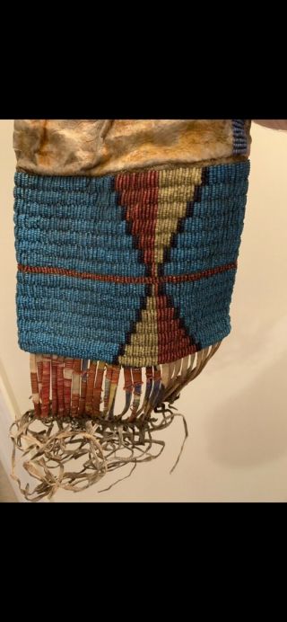 CHEYENNE BEADED QUILLED HIDE PIPE BAG 19TH CENTURY INDIAN NATIVE AMERICAN 1870s 9