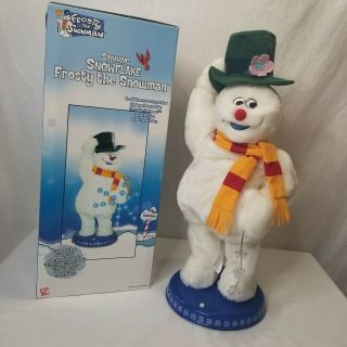 Gemmy Frosty The Snowman Spinning Snowflake Singing Dancing Tips Hat 20 " Tall