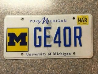 University Of Michigan Authentic Michigan License Plate U Of M M Go Blue