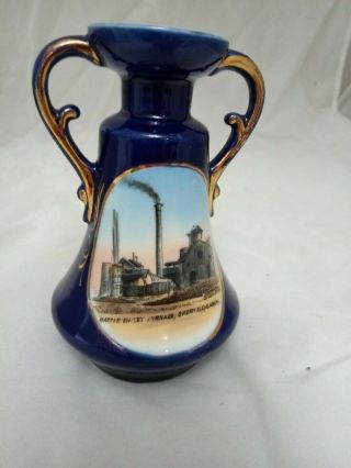 4.  5 " Wheelock Dresden Germany Cobalt Blue China Vase Sheffield Alabama Furnace