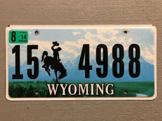 Wyoming License Plate Bucking Bronco Mountains 
