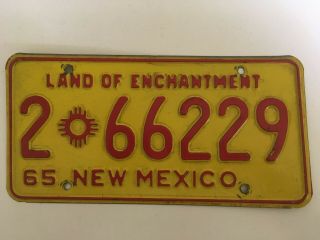 1965 Mexico License Plate Dated Bernalillo County 2 All