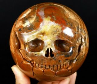4.  1 " Red Jasper Carved Crystal Skull With Tai Chi On Head,  Sphere Skull