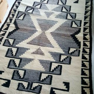 Early Transitional Navajo Blanket / Rug - Stylized Geometric Designs.  3.  5ft×5.  4ft 2