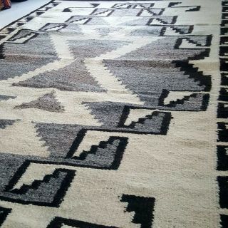 Early Transitional Navajo Blanket / Rug - Stylized Geometric Designs.  3.  5ft×5.  4ft 4