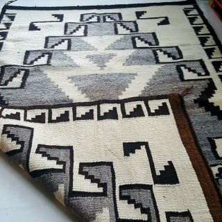 Early Transitional Navajo Blanket / Rug - Stylized Geometric Designs.  3.  5ft×5.  4ft 5