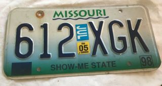 Missouri Passenger 1998 License Plate 612xgk
