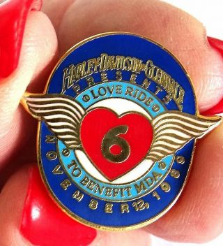 Vintage Harley - Davidson Glendale Collector Pin Love Ride 6 For Mda 11 - 12 - 1989