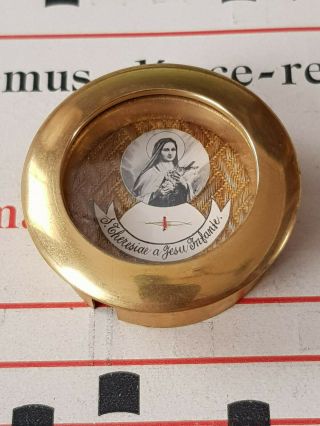 197) Gilding Reliquary Ex Capillis St Therese Of Lisieux / Of Child Jesus