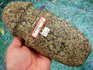 Fine 9 3/8 Inch G10 Illinois Grooved Hardstone Axe With Arrowheads Artifacts
