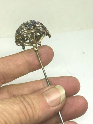 Antique Hat Pin Sparkling Snowflake Sweet Blue Star.  Wisteria - like Dome.  Lovely 3