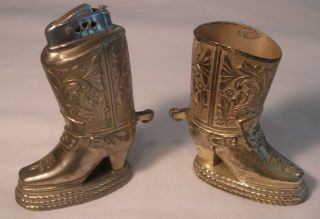 Made in Occupied Japan - Cowboy Boot Lighter and Cigarette Holder with Ashtray 3