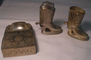 Made in Occupied Japan - Cowboy Boot Lighter and Cigarette Holder with Ashtray 5