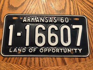1960 Pulaski County Arkansas Vintage License Plate Tag North Little Rock