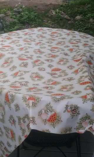 merry mushroom Rare vintage picnic tablecloth HUGE 3